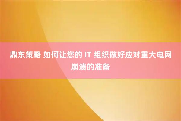 鼎东策略 如何让您的 IT 组织做好应对重大电网崩溃的准备